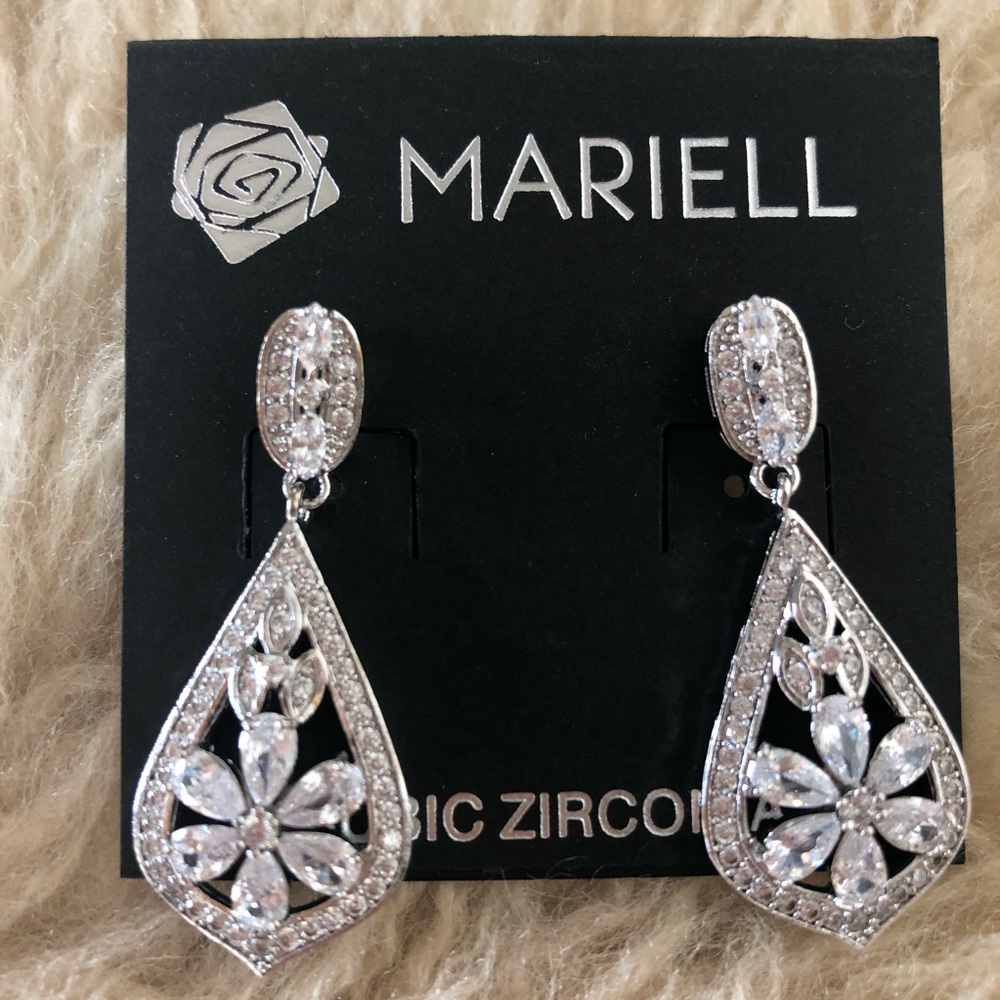 Mariell Art Deco CZ Wedding Bridal Earrings